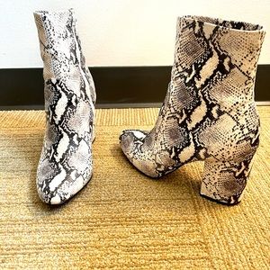 Madden Girl snakeskin booties (gently used) Only worn 2 times.